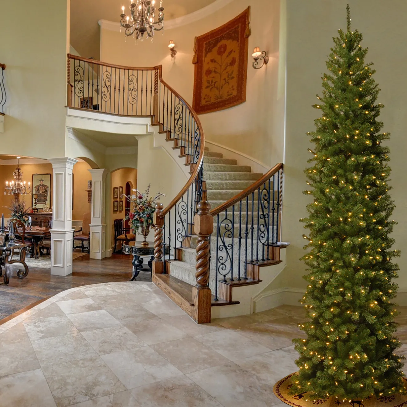 Best 9 ft. Pre-Lit North Valley Spruce Pencil Slim Tree with Clear Lights Pencil Slim|9 To 9.5 Feet