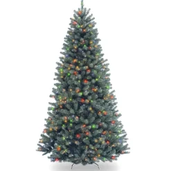 Hot 7.5 ft. Pre-Lit North Valley Spruce Blue Tree with Multicolor Lights Full|Pre-Lit
