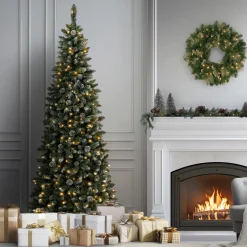 Best 7.5 ft. Pre-Lit Oakley Hills Slim Tree with LED Lights Slim|Pre-Lit