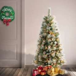 Outlet 4.5 ft. Pre-Lit Perry Mixed Pine Tree with Clear Lights Full|Pre-Lit