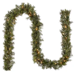 Discount 9 ft. Pre-Lit Plug-In Norwood Fir Garland with Clear Lights - 10 in Diameter Pre-Lit Christmas Garlands|7-10 Feet Christmas Garlands
