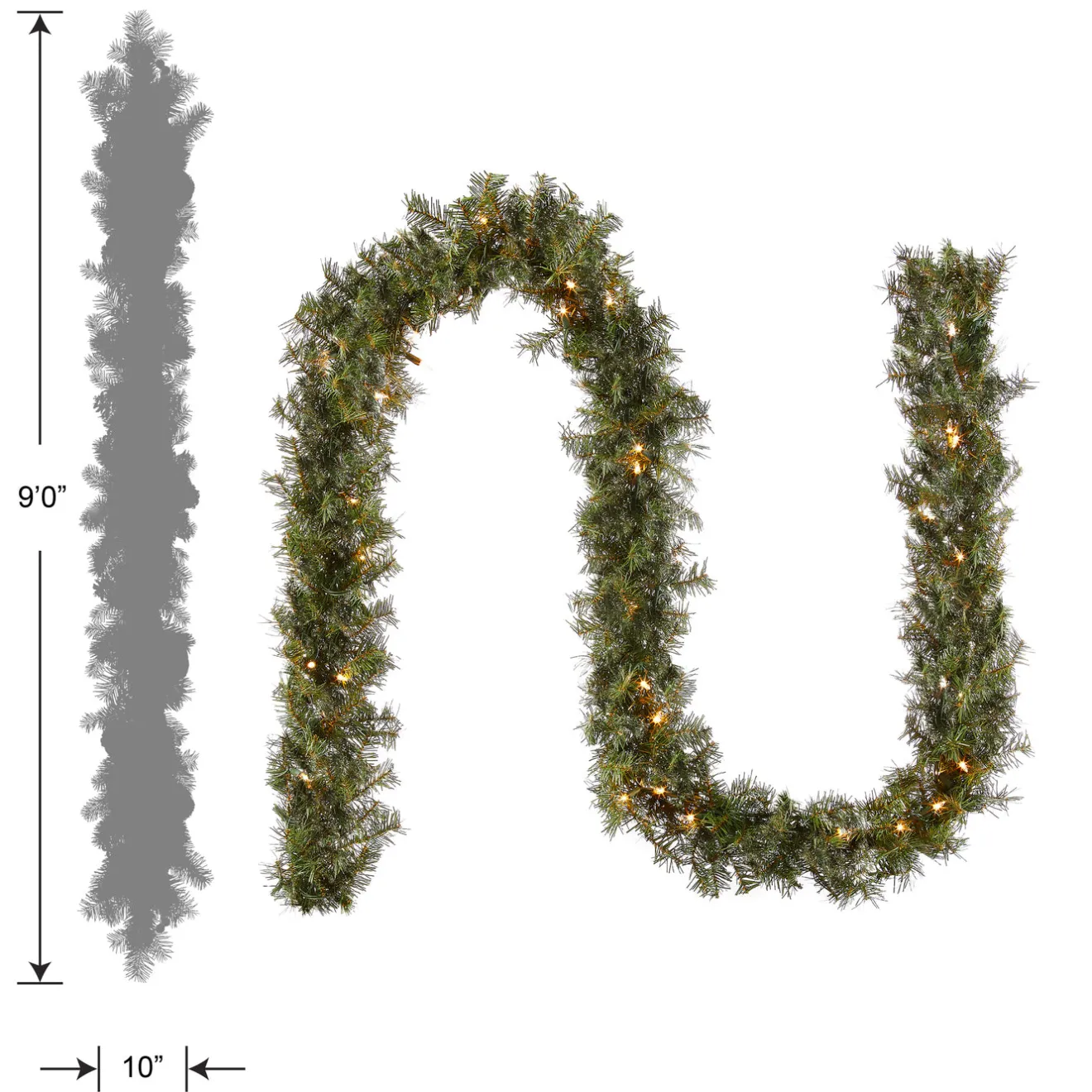Discount 9 ft. Pre-Lit Plug-In Norwood Fir Garland with Clear Lights - 10 in Diameter Pre-Lit Christmas Garlands|7-10 Feet Christmas Garlands