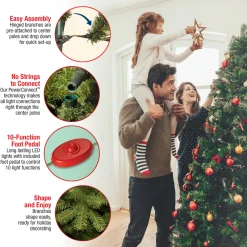 7.5 ft. Pre-Lit Princeton Fraser Fir Tree with PowerConnect and 800 Dual Color LED Lights Full|Pre-Lit