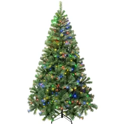 Clearance 6 ft. Pre-Lit Sagamore Tree with Multi LED Lights Full|Pre-Lit