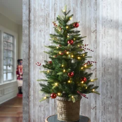4 ft. Pre-Lit Scotch Creek Fir Tree with LED Lights Slim|Pre-Lit