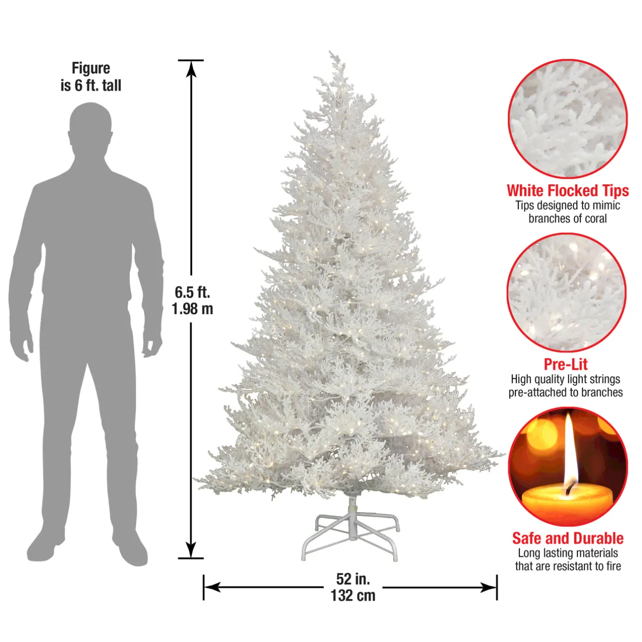 Online 6.5 ft. Pre-Lit Sea Coral Tree with Warm White LED Lights Full|Pre-Lit