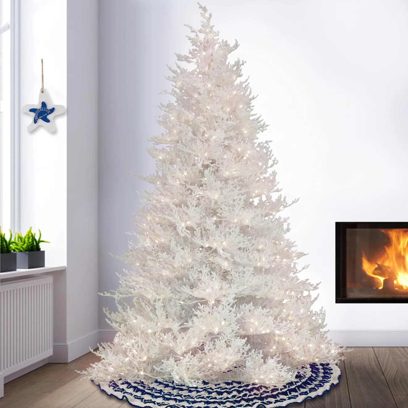 Discount 7.5 ft. Pre-Lit Sea Coral Tree with Warm White LED Lights Full|Pre-Lit