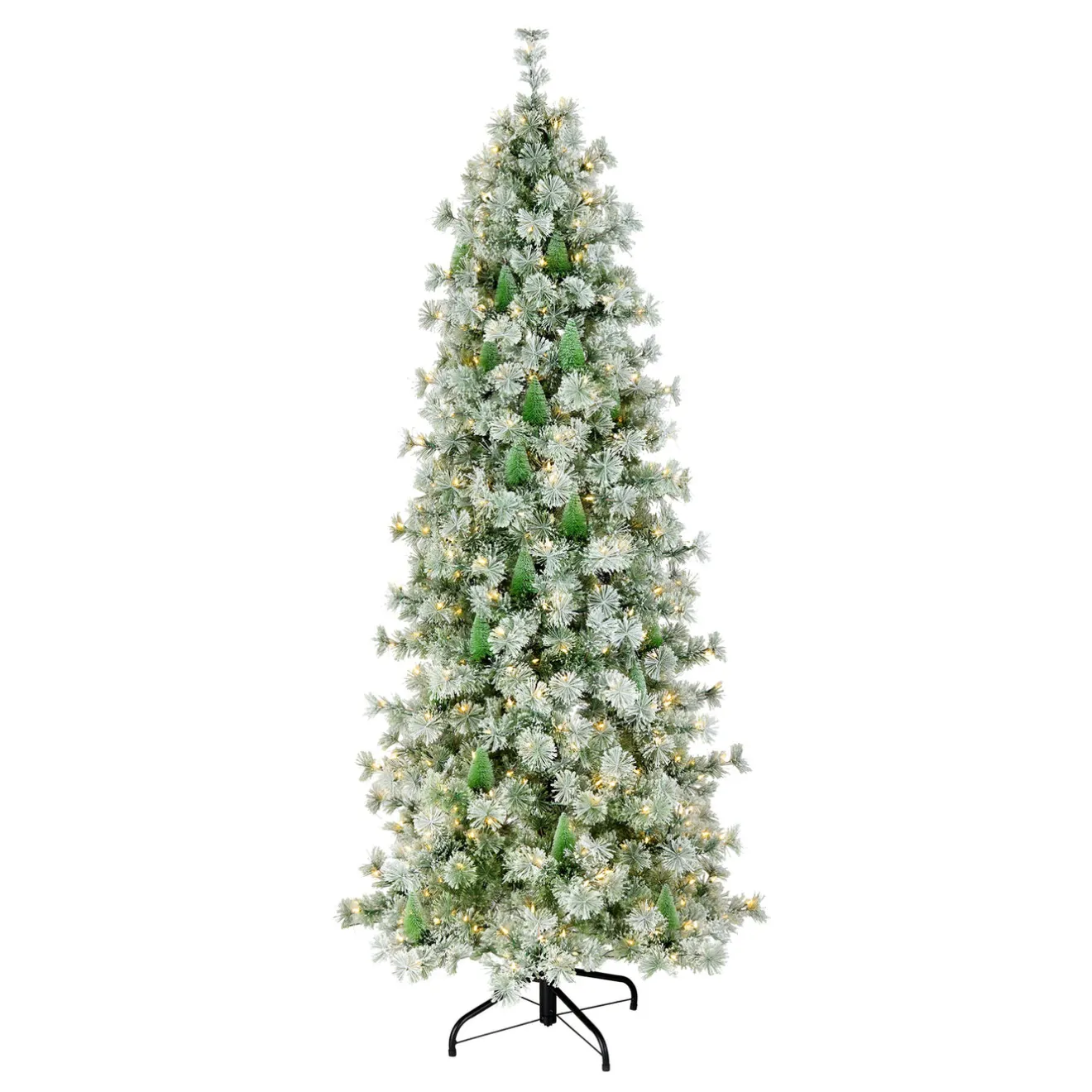 7.5 ft. Pre-Lit Snowy Bottle Brush Slim Tree with Clear Lights Slim|7 To 7.5 Feet