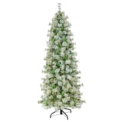 7.5 ft. Pre-Lit Snowy Bottle Brush Slim Tree with Clear Lights Slim|7 To 7.5 Feet