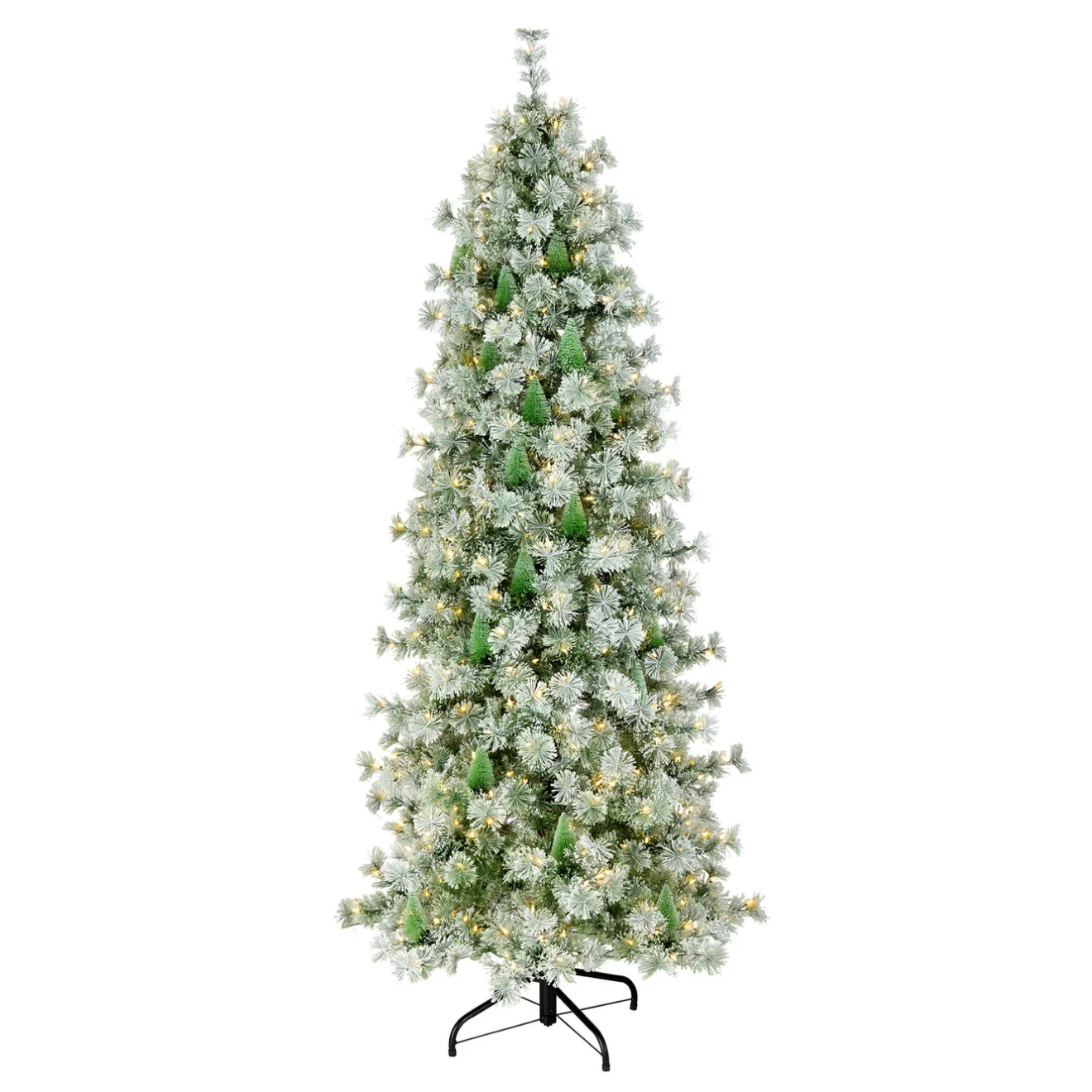 7.5 ft. Pre-Lit Snowy Bottle Brush Slim Tree with Clear Lights Slim|7 To 7.5 Feet