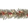 Sale 9 ft. Pre-Lit Snowy Bristle Berry Garland with Clear Lights Pre-Lit Christmas Garlands|7-10 Feet Christmas Garlands