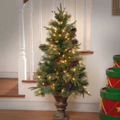 Outlet 4 ft. Pre-Lit Snowy Bristle Berry Tree with Clear Lights Pre-Lit|Entrance