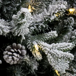 Discount 7 ft. Pre-Lit Snowy Calton Pine Tree with LED Lights Full|Pre-Lit