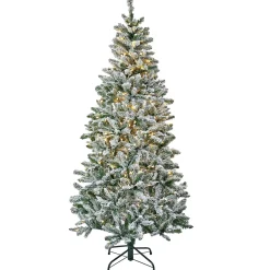 Clearance 6.5 ft. Pre-Lit Snowy Chatham Slim Tree with Warm White LED Lights Pre-Lit|Slim