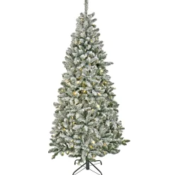 Sale 9 ft. Pre-Lit Snowy Chatham Slim Tree with PowerConnect Dual Colored LED Lights Slim|Pre-Lit