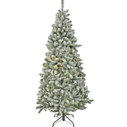 Best 6.5 ft. Pre-Lit Snowy Chatham Slim Tree with PowerConnect Dual Color LED Lights Slim|Pre-Lit
