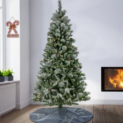 Best 7.5 ft. Pre-Lit Snowy Conconully Tree with LED Lights Pre-Lit|Full