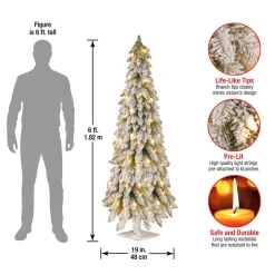 5 ft. Pre-Lit Snowy Downswept Forest Slim Tree with Clear Lights Slim|Pre-Lit