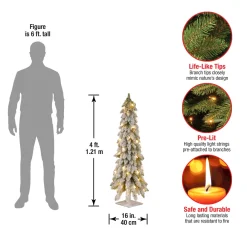 Discount 4 ft. Pre-Lit Snowy Downswept Forest Tree with Clear Lights Slim|Pre-Lit