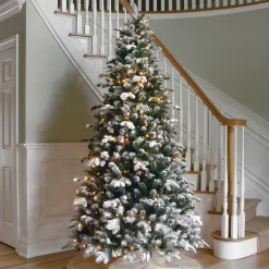 New 7.5 ft. Pre-Lit Snowy Everest Fir Medium Tree with Clear Lights Medium|Pre-Lit