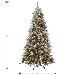 New 7.5 ft. Pre-Lit Snowy Everest Fir Medium Tree with Clear Lights Medium|Pre-Lit