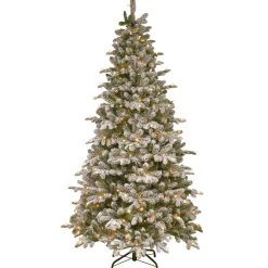 New 7.5 ft. Pre-Lit Snowy Everest Fir Medium Tree with Clear Lights Medium|Pre-Lit
