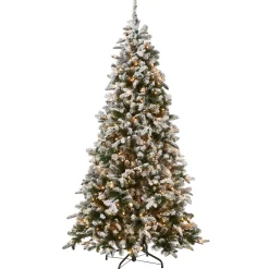 Discount 6.5 ft. Pre-Lit Snowy Everest Fir Medium Tree with Clear Lights Slim|Pre-Lit