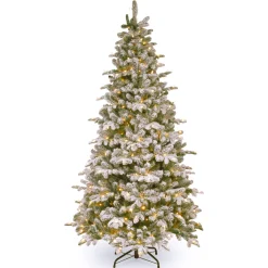 Discount 6.5 ft. Pre-Lit Snowy Everest Fir Medium Tree with Clear Lights Slim|Pre-Lit