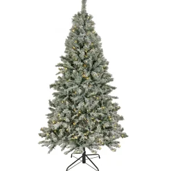 Best 7.5 ft. Pre-Lit Snowy Harwich Tree with PowerConnect Warm White LED Lights Full|Pre-Lit