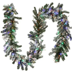 Best 9 ft. Pre-Lit Snowy Sheffield Spruce Garland with LED Lights Pre-Lit Christmas Garlands|7-10 Feet Christmas Garlands