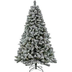 Hot 7.5 ft. Pre-Lit Snowy Silver Hill Pine Tree with LED Lights Full|Pre-Lit