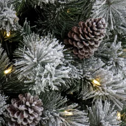 Hot 7.5 ft. Pre-Lit Snowy Silver Hill Pine Tree with LED Lights Full|Pre-Lit