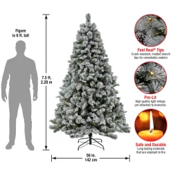 Hot 7.5 ft. Pre-Lit Snowy Silver Hill Pine Tree with LED Lights Full|Pre-Lit