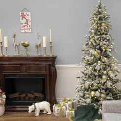 Outlet 7.5 ft. Pre-Lit Snowy Vintin Fir Tree with LED Lights Full|Pre-Lit