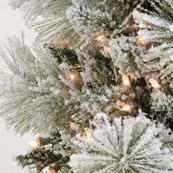 Sale 6.5 ft. Pre-Lit Snowy Yorkshire Tree with Clear Incandescent Lights Pre-Lit|Full