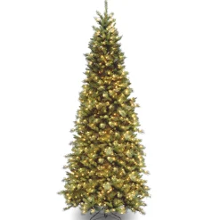 Discount 10 ft. Pre-Lit Tiffany Fir Slim Tree with Clear Lights Slim|Pre-Lit
