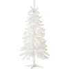 Clearance 4 ft. Pre-Lit Tinsel Collection White Iridescent Tree with Clear Lights Slim|Under 5 Feet