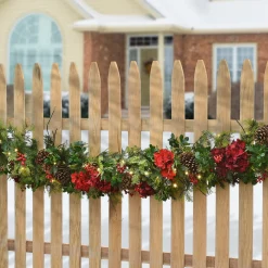 Discount 9 ft. Pre-Lit Vienna Waltz Decorated Garland with LED Lights 7-10 Feet Christmas Garlands