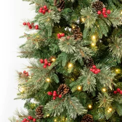 Sale 6 ft. Pre-Lit Virginia Pine Mixed Slim Tree with Warm White LED Lights Slim|Pre-Lit