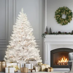 Clearance 6.5 ft. Pre-Lit Winchester Pine White Tree with Clear Lights Pre-Lit|Full