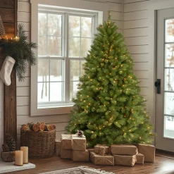 Sale 6.5 ft. Pre-Lit Winchester Pine Tree with Clear Lights Full|Pre-Lit