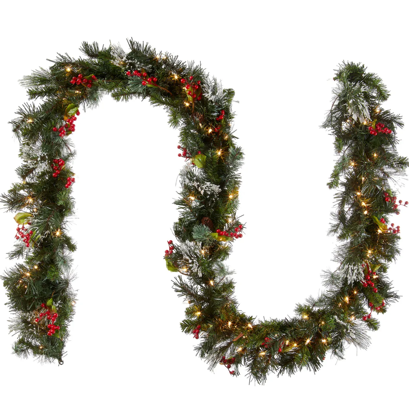 Discount 9 ft. Pre-Lit Wintry Pine Garland with Clear Lights, Plug-In 7-10 Feet Christmas Garlands