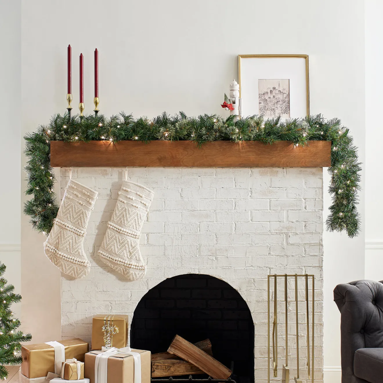 Discount 9 ft. Pre-Lit Wispy Willow Garland with Clear Lights 7-10 Feet Christmas Garlands