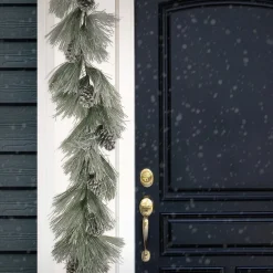 Online 7 ft. Snowy Long Needle Plastic Garland Unlit Christmas Garlands|7-10 Feet Christmas Garlands