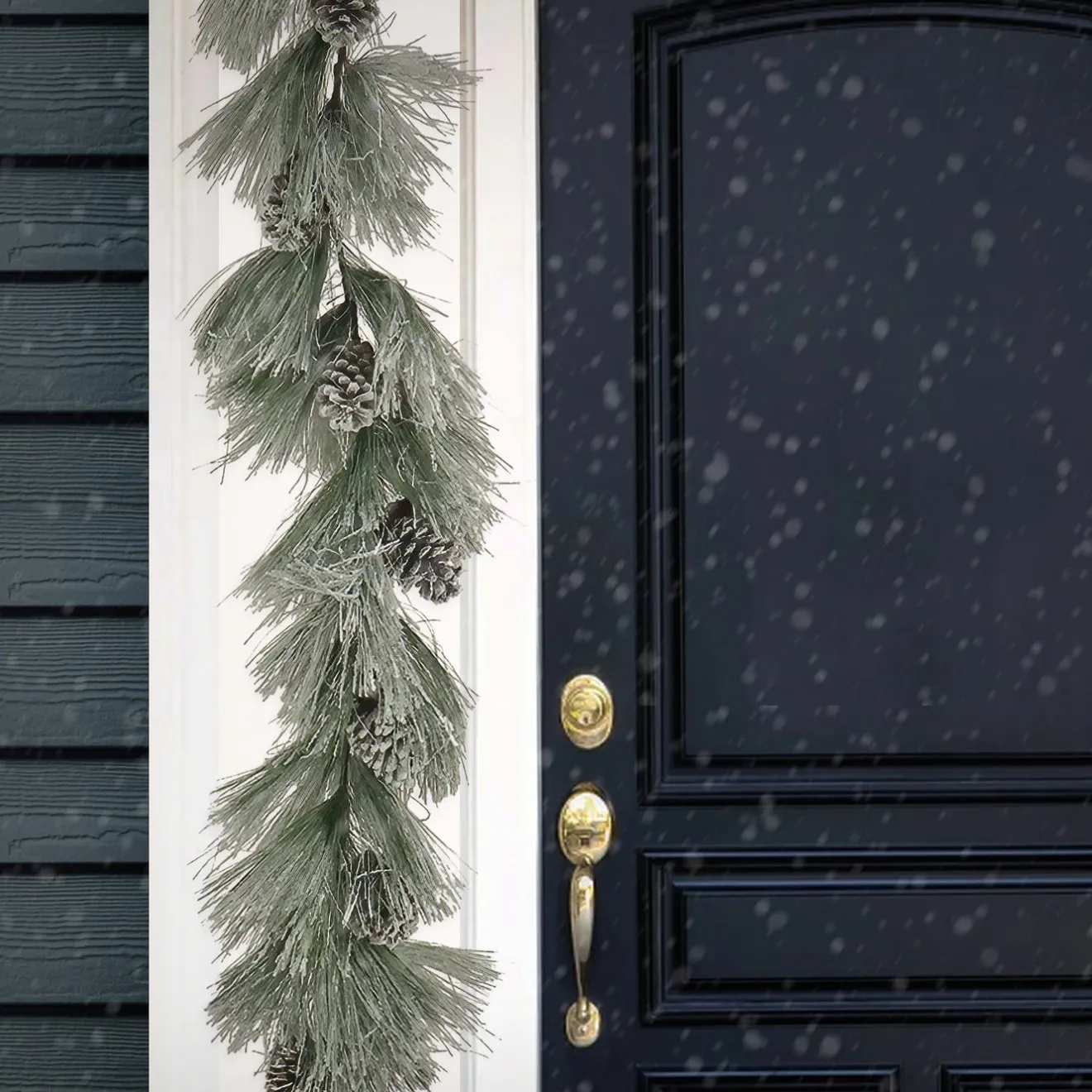 Online 7 ft. Snowy Long Needle Plastic Garland Unlit Christmas Garlands|7-10 Feet Christmas Garlands