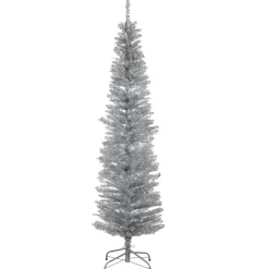 Outlet 6 ft. Tinsel Collection Silver Tree Slim|Pre-Lit