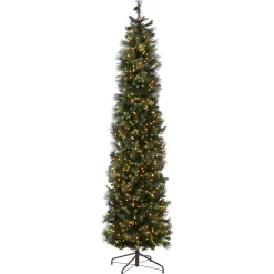 Discount 10 ft.Pre-Lit Carolina Pine Slim Tree with Clear Lights Slim|Pre-Lit