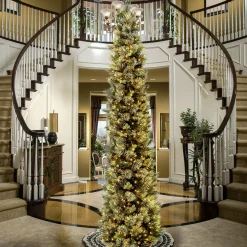 New 12 ft.Pre-Lit Carolina Pine Slim Tree with Clear Lights Slim|Pre-Lit