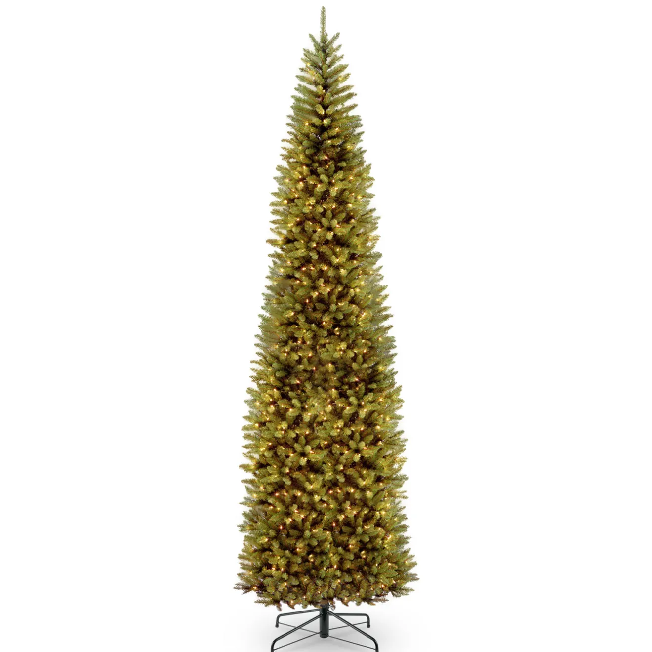 Discount 10 ft.Pre-Lit Kingswood Fir Pencil Slim Tree with Clear Lights Pencil Slim|Pre-Lit