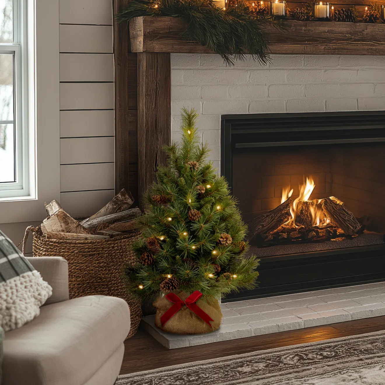 Sale 3 ft.Pre-Lit Pine Cone Tree with LED Lights Tabletop|Pre-Lit